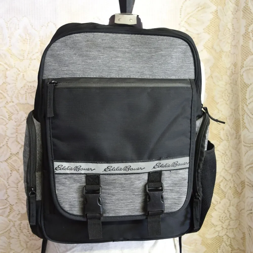 Eddie Bauer Atlas Sport Backpack Diaper Bag Baby Insulated Bottle Pocket Momcore